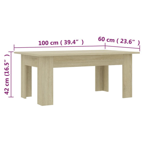 vidaXL Couchtisch Sonoma-Eiche 100x60x42 cm Holzwerkstoff