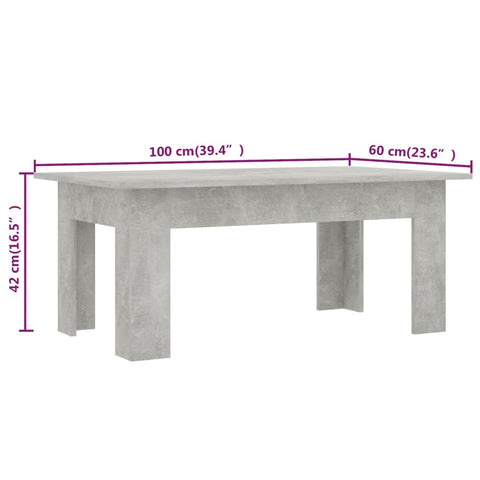 vidaXL Couchtisch Betongrau 100x60x42 cm Holzwerkstoff