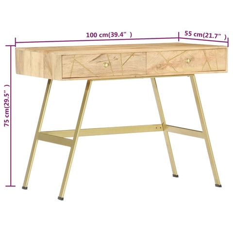 vidaXL Schreibtisch mit Schubladen 100x55x75 cm Massivholz Mango