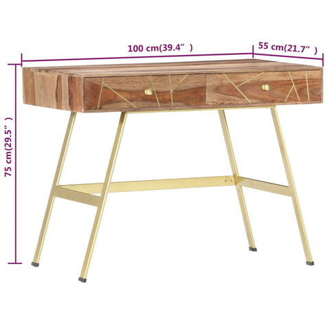 vidaXL Schreibtisch mit Schubladen 100x55x75 cm Massivholz Palisander