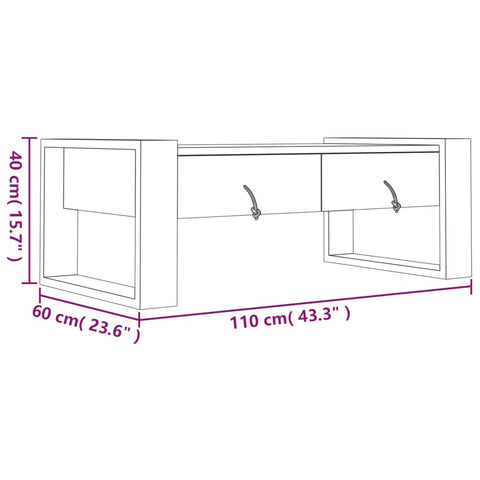 vidaXL Couchtisch 110×60×40 cm Teak Massivholz