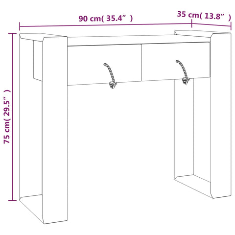 vidaXL Konsolentisch 90x35x75 cm Teak Massivholz