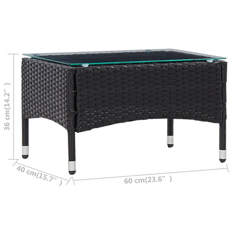 vidaXL Couchtisch Schwarz 60x40x36 cm Poly Rattan