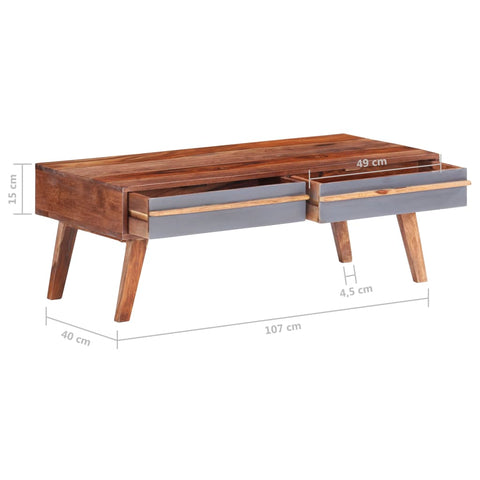 vidaXL Couchtisch Grau 110x50x40 cm Massivholz