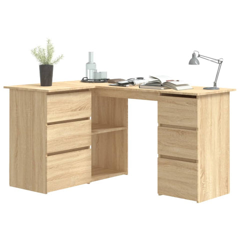 vidaXL Eckschreibtisch Sonoma-Eiche 145x100x76 cm Holzwerkstoff