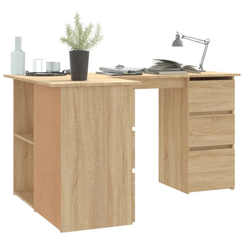 vidaXL Eckschreibtisch Sonoma-Eiche 145x100x76 cm Holzwerkstoff