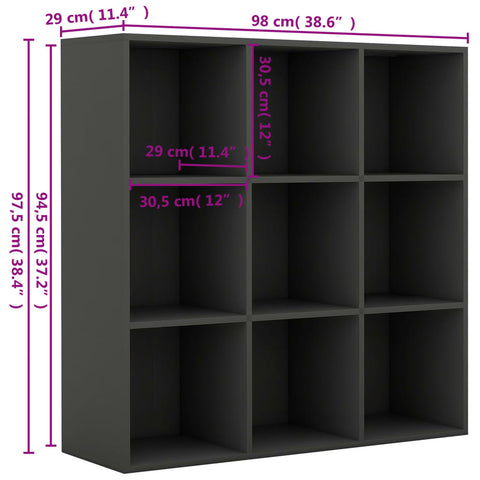 Bücherregal Grau 98x29x97,5 cm Holzwerkstoff