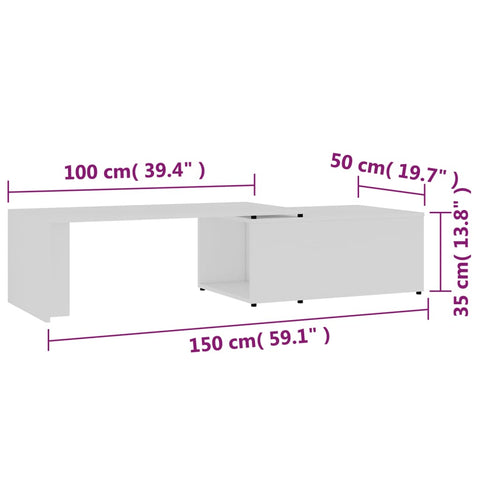 vidaXL Couchtisch Weiß 150x50x35 cm Holzwerkstoff