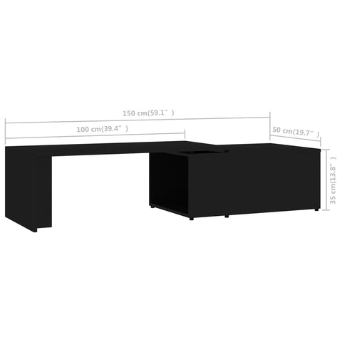 vidaXL Couchtisch Schwarz 150x50x35 cm Holzwerkstoff