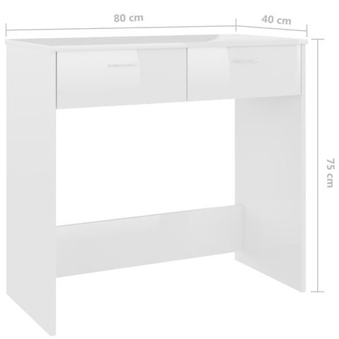 vidaXL Schreibtisch Hochglanz-Weiß 80x40x75 cm Holzwerkstoff