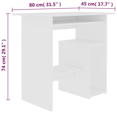 vidaXL Schreibtisch Weiß 80x45x74 cm Holzwerkstoff