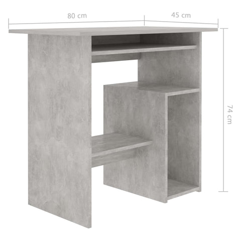 vidaXL Schreibtisch Betongrau 80x45x74 cm Holzwerkstoff