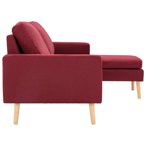 3-Sitzer-Sofa mit Hocker Weinrot Stoff