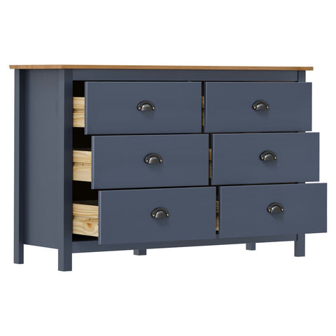 vidaXL Sideboard Hill Grau 125x40x80 cm Massivholz Kiefer