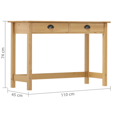 vidaXL Konsolentisch Hill mit 2 Schubladen 110×45×74 cm Kiefernholz