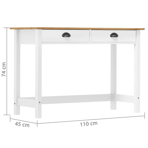 vidaXL Konsolentisch Hill mit 2 Schubladen 110x45x74 cm Kiefernholz