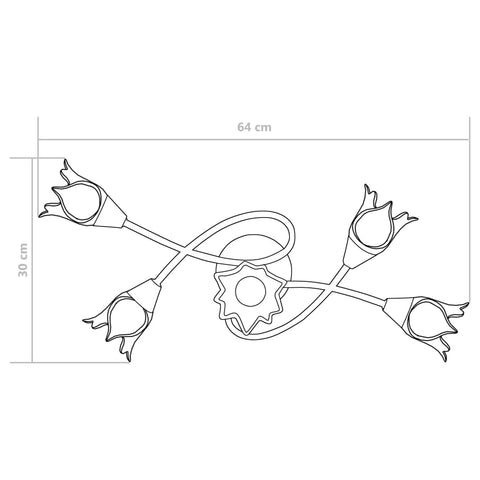 Deckenleuchte mit Glasschirmen für 5 E14 Glühlampen