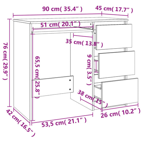 vidaXL Schreibtisch Schwarz 90x45x76 cm Holzwerkstoff