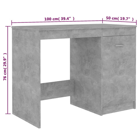 vidaXL Schreibtisch Betongrau 100x50x76 cm Holzwerkstoff