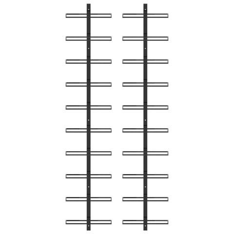 Wand-Weinregale für 20 Flaschen 2 Stk. Schwarz Metall