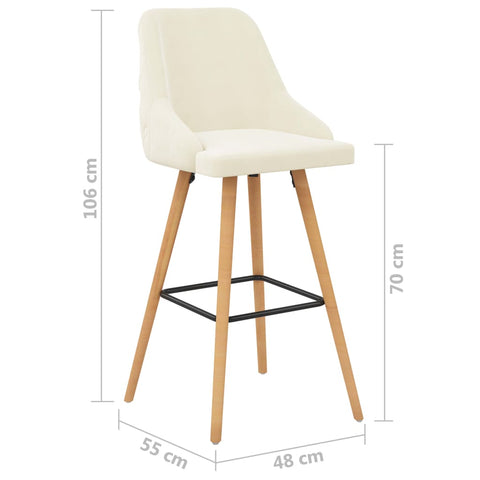 vidaXL Barhocker 2 Stk. Creme Samt