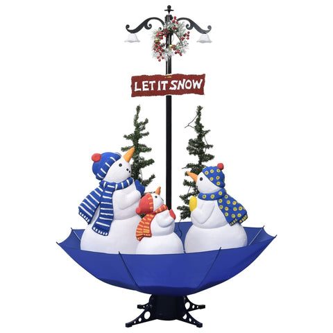 Weihnachtsbaum mit Schnee und Schirm-Fuß Blau 170 cm PVC