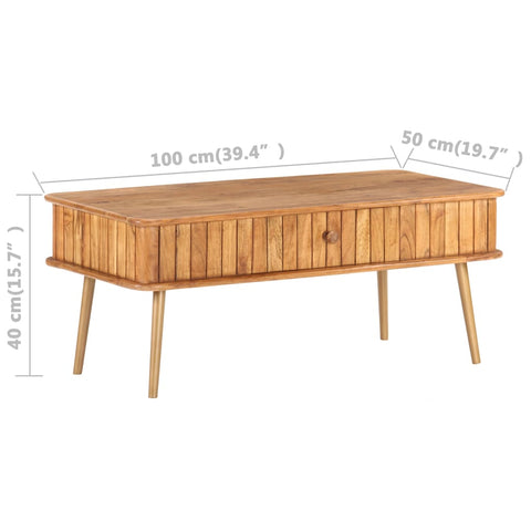 vidaXL Couchtisch 100x50x40 cm Massivholz Akazie