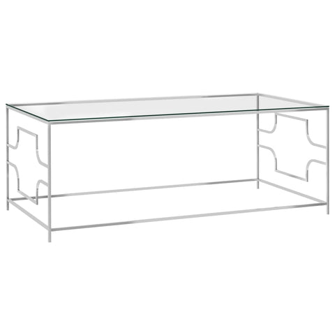 vidaXL Couchtisch Silbern 120x60x45 cm Edelstahl und Glas