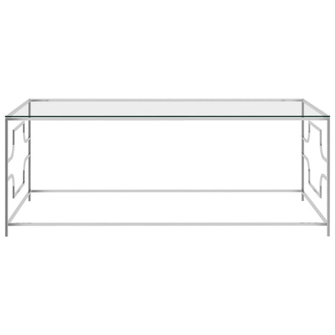 vidaXL Couchtisch Silbern 120x60x45 cm Edelstahl und Glas