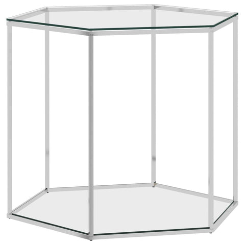 vidaXL Couchtisch Silbern 60x53x50 cm Edelstahl und Glas