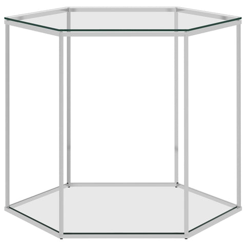 vidaXL Couchtisch Silbern 60x53x50 cm Edelstahl und Glas