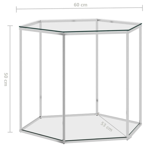 vidaXL Couchtisch Silbern 60x53x50 cm Edelstahl und Glas