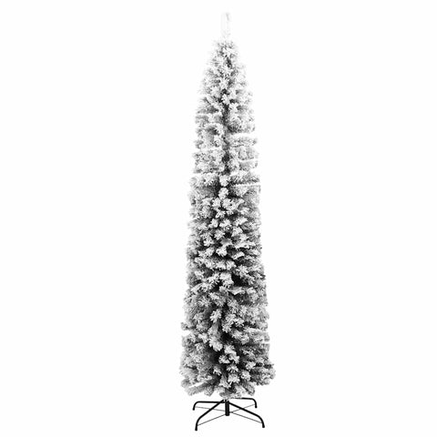 Künstlicher Weihnachtsbaum Schlank mit Schnee Grün 240 cm PVC