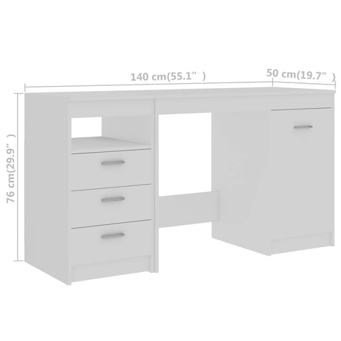 vidaXL Schreibtisch Weiß 140x50x76 cm Holzwerkstoff