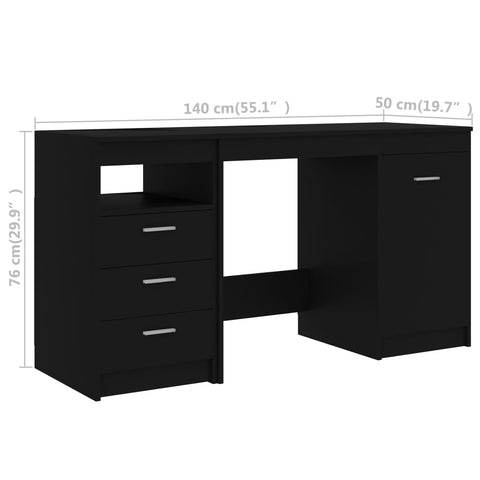 vidaXL Schreibtisch Schwarz 140x50x76 cm Holzwerkstoff