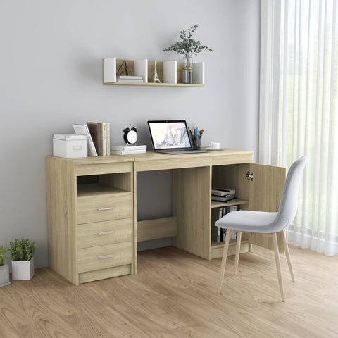 vidaXL Schreibtisch Sonoma-Eiche 140x50x76 cm Holzwerkstoff