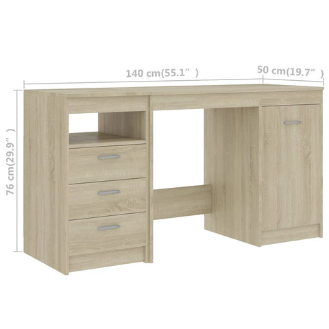 vidaXL Schreibtisch Sonoma-Eiche 140x50x76 cm Holzwerkstoff