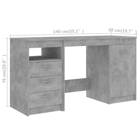 vidaXL Schreibtisch Betongrau 140x50x76 cm Holzwerkstoff