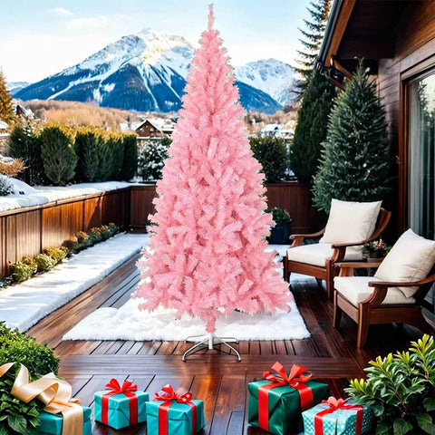 Künstlicher Weihnachtsbaum mit Ständer Rosa 210 cm PVC