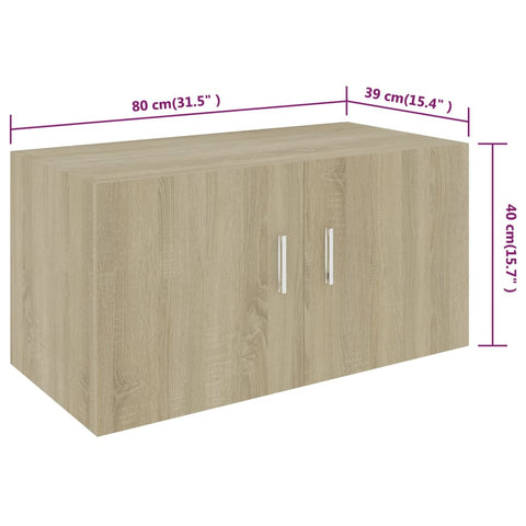 vidaXL Wandschrank Sonoma-Eiche 80x39x40 cm Holzwerkstoff