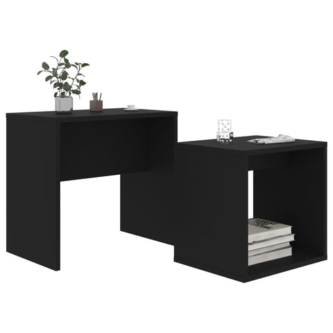 vidaXL Couchtisch-Set Schwarz 48x30x45 cm Holzwerkstoff