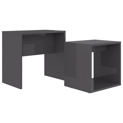 vidaXL Couchtisch-Set Hochglanz-Grau 48x30x45 cm Holzwerkstoff