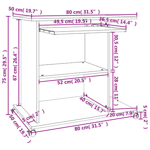 vidaXL Schreibtisch Betongrau 80x50x75 cm Holzwerkstoff