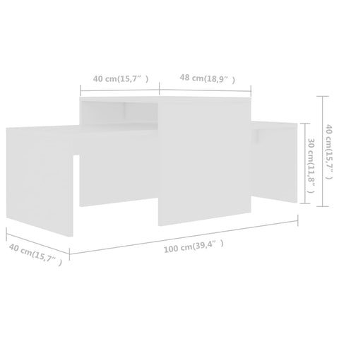 vidaXL Couchtisch-Set Weiß 100x48x40 cm Holzwerkstoff