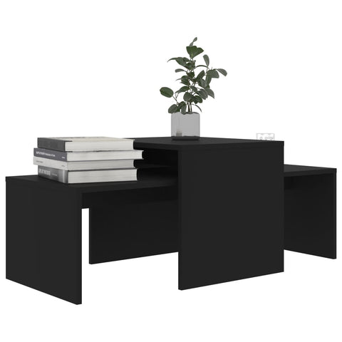 vidaXL Couchtisch-Set Schwarz 100x48x40 cm Holzwerkstoff