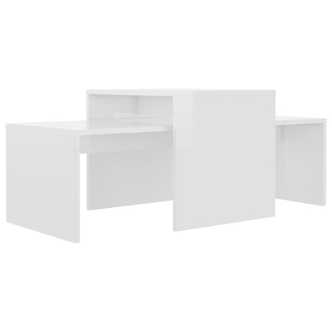 vidaXL Couchtisch-Set Hochglanz-Weiß 100x48x40 cm Holzwerkstoff