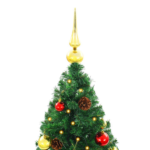 Künstlicher Weihnachtsbaum mit Beleuchtung & Kugeln Grün 150 cm