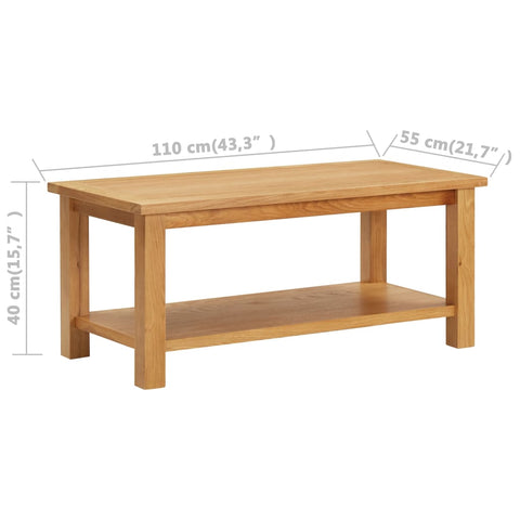 vidaXL Couchtisch 110 x 55 x 40 cm Eiche Massivholz