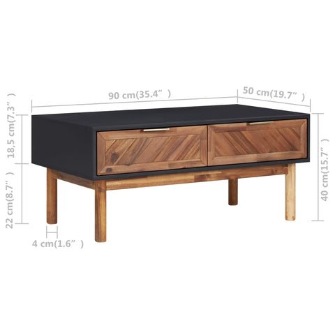 vidaXL Couchtisch 90x50x40 cm Akazie Massivholz und MDF