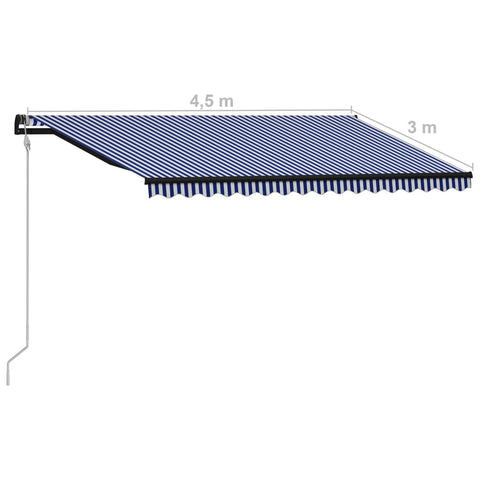 Automatisch Einziehbare Markise 450×300 cm Blau und Weiß